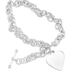 75 Mm Cable Bracelet With Heart BRC277 Sterlin Neckla  