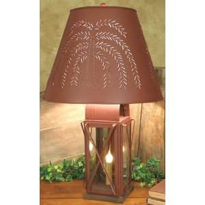  Large Red Milk House 4 Way Table Lamp with Tin Willow Tree 