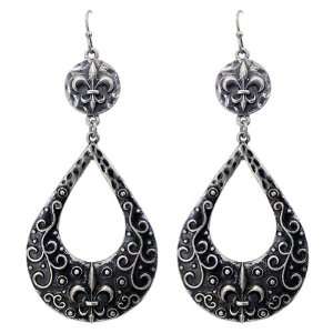  Burnish Silver Plated Vintage Style Fashion Drop Earrings 