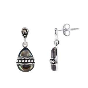  Marcasite and Abalone Droplet Earrings Jewelry