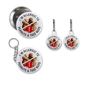   Nuts And Peanuts Medical Alert Button White Zipper Pulls Key Chain