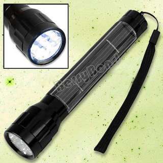 New Solar Power Torch Flashlight 7 LED Brighter Durable Black  