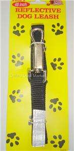 Black REFLECTIVE Dog Lead Leash Safety 1/2 x 48 Hook  