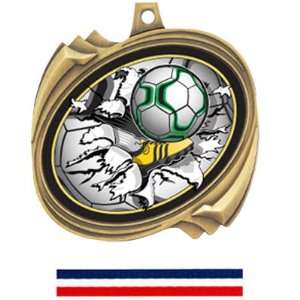  Custom Soccer Bust Out Insert Medals M 2201S GOLD MEDAL 