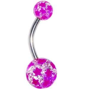  Purple Glitter Star Belly Ring Jewelry