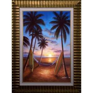   AC74294 416700NL Tropical Surf Framed Oil Painting