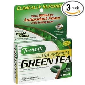  Tea Max Green Tea, Ultra Premium , 30 Caplets (Pack of 3 
