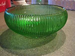 Brody Co. Green Ribbed Glass Bowl Cleveland O. U.S.A.  