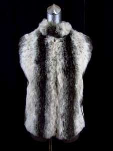 womens white brown PRESTON & YORK faux fur vest jacket cropped mock 