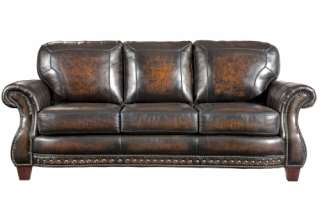 Broyhill Stetson Hand Rubbed Leather Sofa  