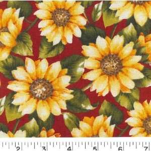  45 Wide SUNFLOWER BOUQUETS   RUBY Fabric By The Yard 