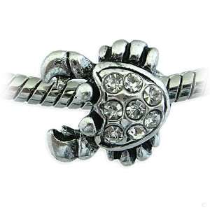 slide on Charm Bead element   silver Cancer zirkonia #15180, Beads 
