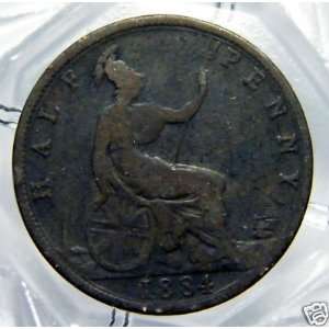  Very Good 1884 British Half Penny 