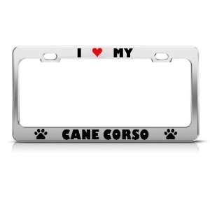 Cane Corso Paw Love Heart Pet Dog Metal license plate frame Tag Holder