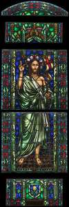 Vintage Risen Christ Stained Glass Window  