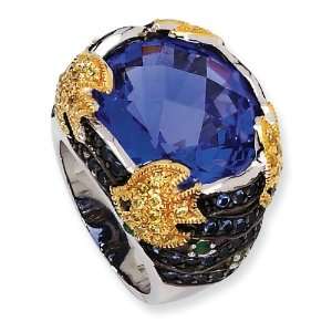   Purple Glass & CZ Fish Ring   Size 7 West Coast Jewelry Jewelry