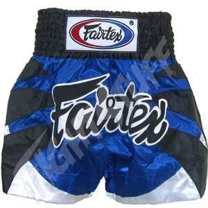  Fairtex Blue Satin with No Fear Muay Thai Shorts   Size M 