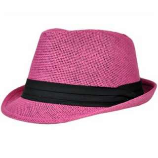   Pink Black Small Medium 100% Paper Fedora Homburg Stetson Gangster Hat