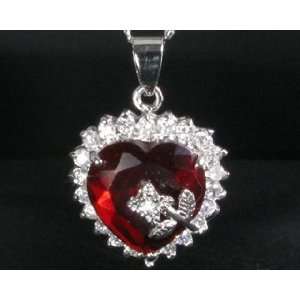  Fashion GIFT Jewelry WITH FREE Necklace Heart Cut Red Ruby 