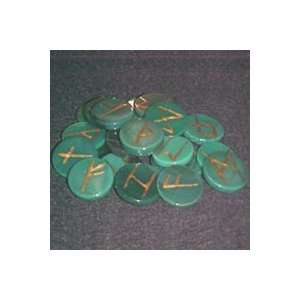  Green Agate Button Set of Rune Stones
