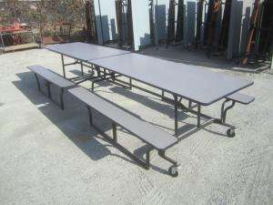 Lot of 5 Folding Rolling Cafeteria Tables   Light Grey tops (#3 