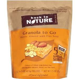 Back To Nature Granola To Go Honey Almond, 7.5 Ounce Pouches (Pack of 