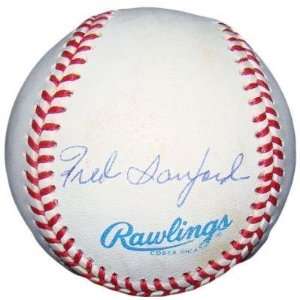 Fred Sanford SIGNED Official AL Baseball JSA #G07604 YANKEES 1949 51 
