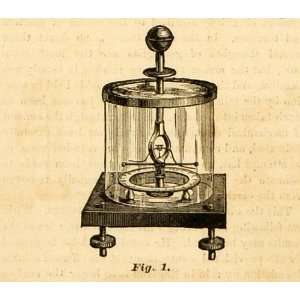  1879 Print Electrometer Peltier Glass Cylinder Vintage 