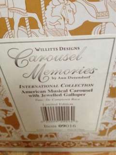 WILLITTS CAROUSEL MEMORIES AMERICAN MUSICAL CAROUSEL WITH JEWELED 