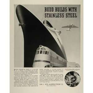  1936 Ad Edward G. Budd Mfg. Stainless Steel Ship Train 