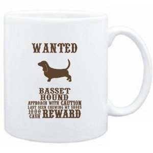  Mug White  Wanted Basset Hound   $1000 Cash Reward  Dogs 