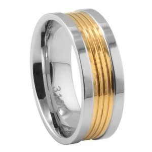  8mm Stainless Stee Ring   Gold IP   Size 9 Jewelry