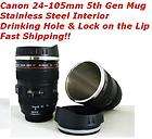 CANON LENS 24 105 mm 5th GEN STAINLESS STEEL MUG CUP SAFETY LID 
