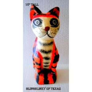 Orange Tabby Cat Statue Figurine Artsy Kitty Feline Tiger 