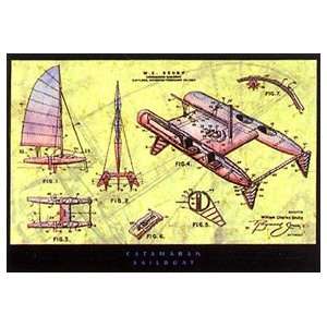  Patent Company Catamaran Sailboat 18x24 Poster Print
