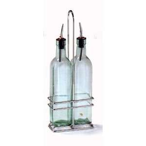  Oil and Vinegar Set w/Pourer and Rack 8.5oz Bottles 