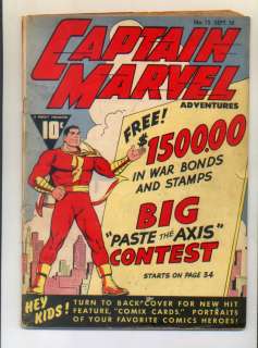 CAPTAIN MARVEL ADVENTURES # 15 (1942) VG  @ $170  