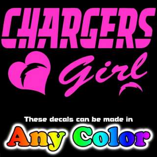   Chargers Girl w/heart logo Pink Metallic Auto Car Window Sticker Decal