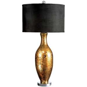 Décor For Home/Garden By CBK Handpainted Gold Crackle Tablelamp/Glass 