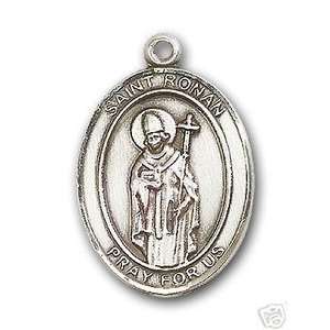  Sterling Silver St. Saint Ronan Medal 1in Pendant Necklace 
