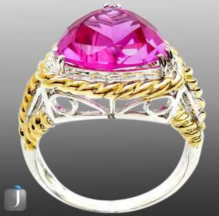 size 8 1/2 SMART PINK RUBY TRILLION 925 STERLING SILVER COCKTAIL RING 