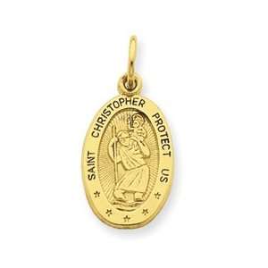 St. Christopher 14k Yellow Gold Medal Charm. 14k 18 Gold Plated Steel 