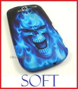 FOR HTC MYTOUCH 4G BLUE SKULL SOFT SKIN TPU COVER CASE  