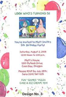 Sponge Bob Birthday Party Invitations Supplies Kids  