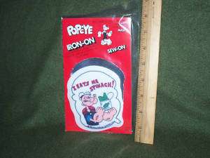 Vintage 1980 Popeye Iron On Iron On Patch Spinach  