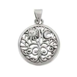  Celtic Tree of Life Sun Moon Sterling Silver Pendant 