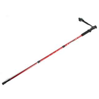   Retractable Durable Alpenstock Hiking Walking Stick Compass Red  