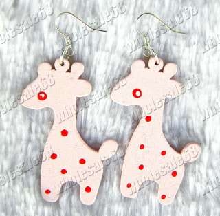 wholesale 100pairs coloured wood animal cartoon earring  
