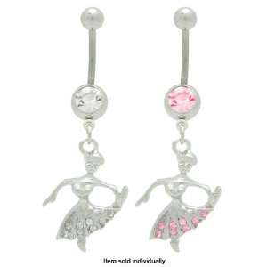  Dancing Ballerina Belly Button Ring with Cz Gems   134360 