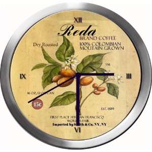  REDD 14 Inch Coffee Metal Clock Quartz Movement Kitchen 